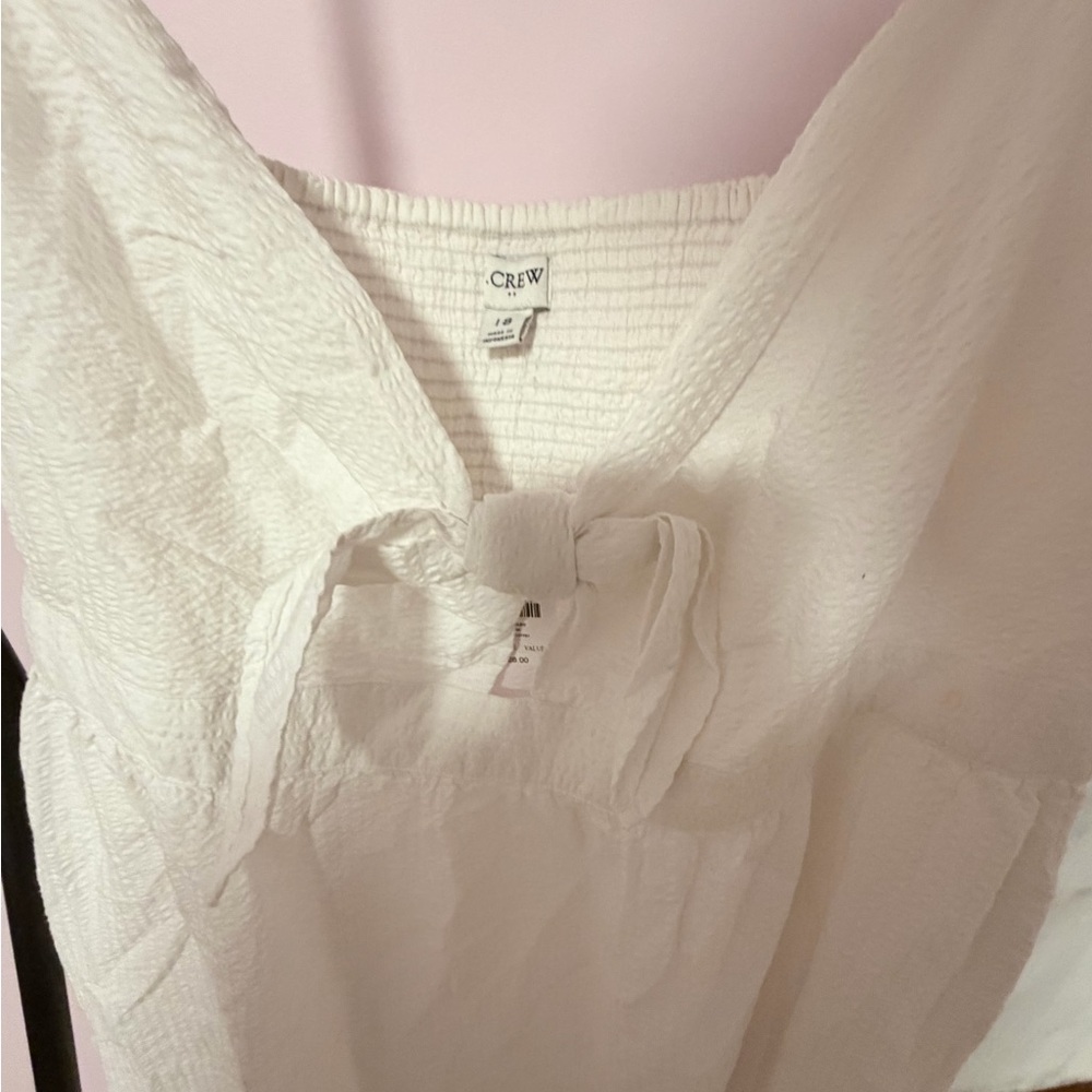J. Crew Factory Women’s White Seersucker Tie Front Midi Dress NWT Size 18 - Picture 7 of 13